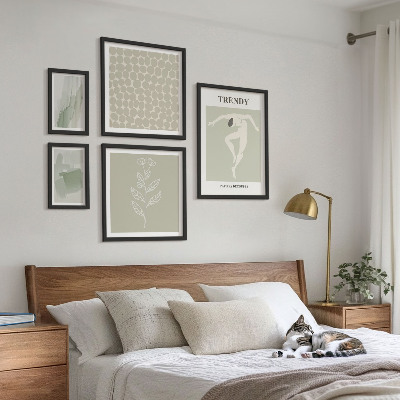Set om 5 tavlor Snygg grafik grönt tema