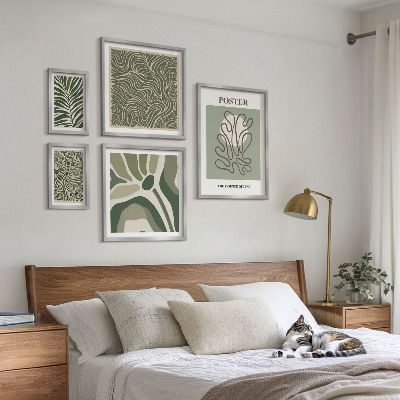 Tavelvägg med 5 tavlor Abstrakta boho växtformer