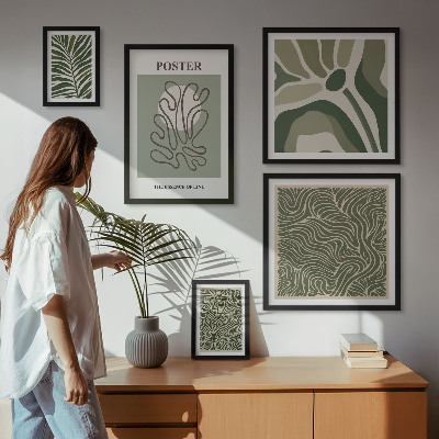 Tavelvägg med 5 tavlor Abstrakta boho växtformer