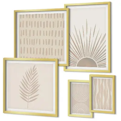 Tavelset med naturgeometriska motiv set om 5 delar