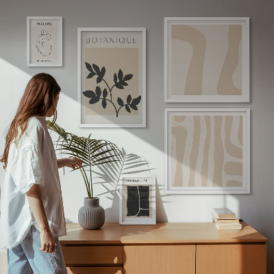 Väggdekoration tavelset Snygg abstrakt växtgrafik