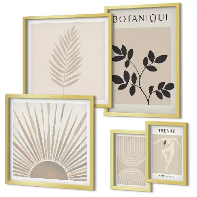Väggdekoration tavelset med geometriska blommotiv