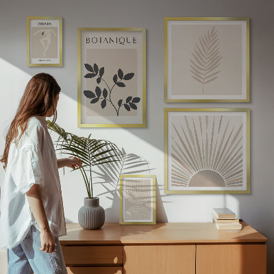 Väggdekoration tavelset Snygga geometriska blomdekorationer