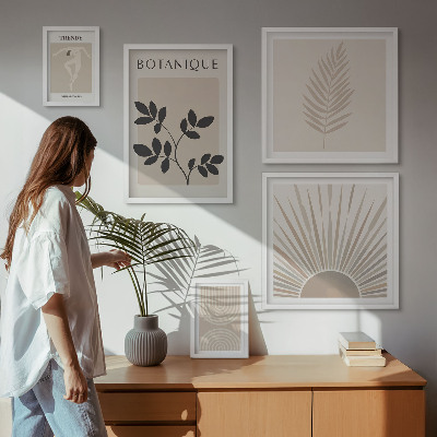 Väggdekoration tavelset Snygga geometriska blomdekorationer