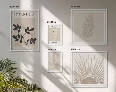 Väggdekoration tavelset med geometriska blommotiv
