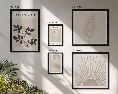 Väggdekoration tavelset med geometriska blommotiv