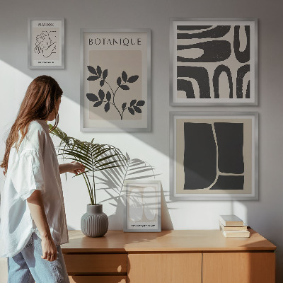 Set om 5 tavlor Snygg abstrakt växtgrafik