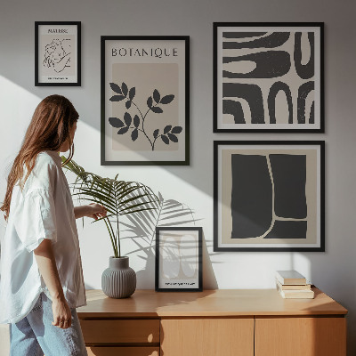Set om 5 tavlor Snygg abstrakt växtgrafik
