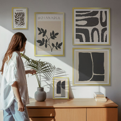Tavelvägg med 5 tavlor Snygg abstrakt naturgrafik