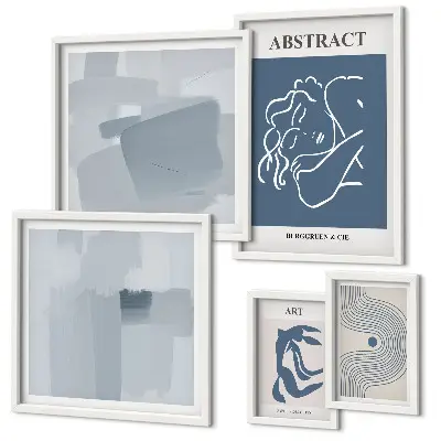Abstrakta minimalistiska tavlor set om 5 stycken