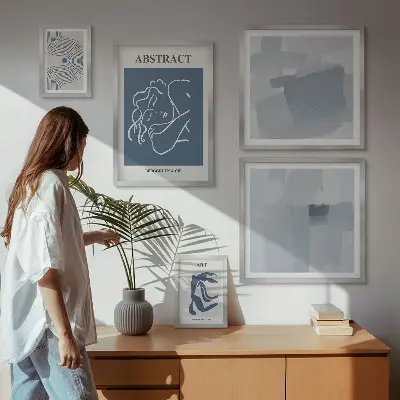 Abstrakta minimalistiska tavlor set om 5 stycken