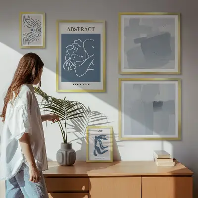 Abstrakta minimalistiska tavlor set om 5 stycken