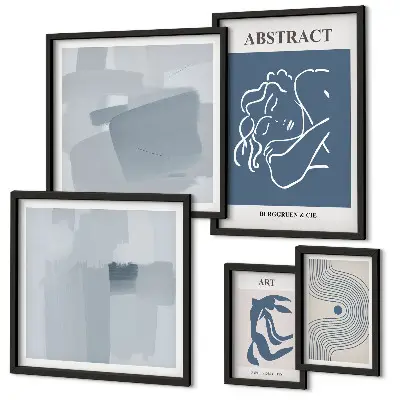 Abstrakta minimalistiska tavlor set om 5 stycken