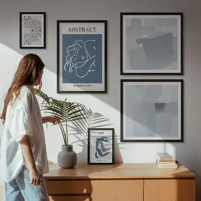 Abstrakta minimalistiska tavlor set om 5 stycken