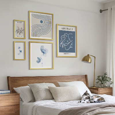 Tavelvägg med 5 tavlor Modern abstrakt blomsterstil