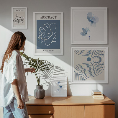 Tavelvägg med 5 tavlor Modern abstrakt blomsterstil