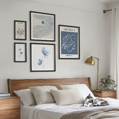 Tavelvägg med 5 tavlor Modern abstrakt blomsterstil