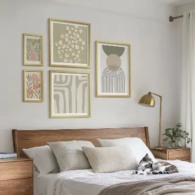 Tavelset med väggdekoration snygg växtgrafik i pastellfärger