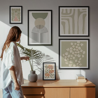 Väggdekoration tavelset Snygg pastellfärgad växtgrafik