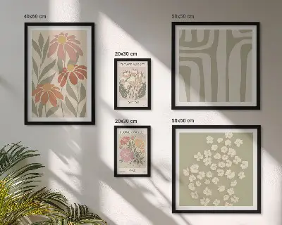 Tavelvägg med 5 tavlor med blommönster i London och Paris bohemisk stil