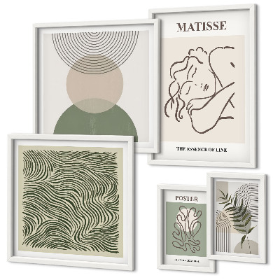 Set om 5 tavlor Minimalistiska växtkompositioner
