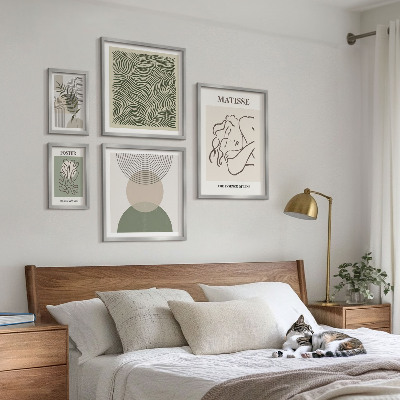 Set om 5 tavlor Minimalistiska växtkompositioner
