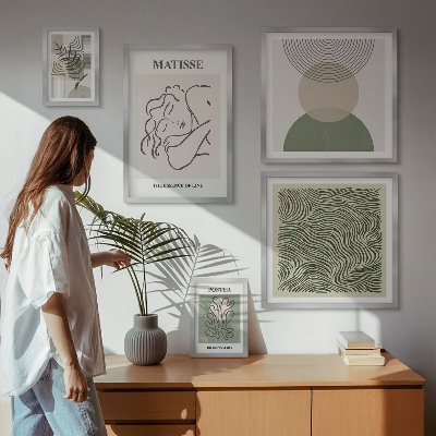 Set om 5 tavlor Minimalistiska växtkompositioner