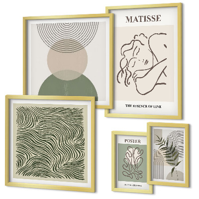 Set om 5 tavlor Minimalistiska växtkompositioner