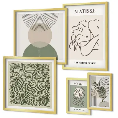 Minimalistiska växtkompositioner set om 5 tavlor