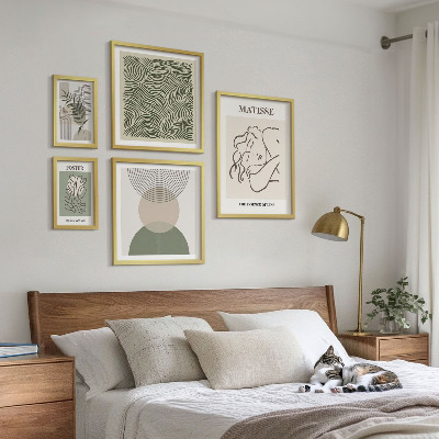 Set om 5 tavlor Minimalistiska växtkompositioner