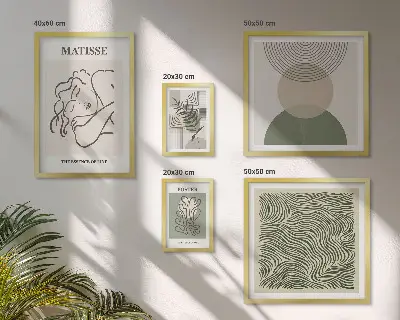 Minimalistiska växtkompositioner set om 5 tavlor