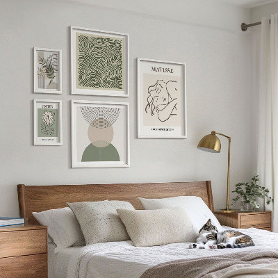 Set om 5 tavlor Minimalistiska växtkompositioner