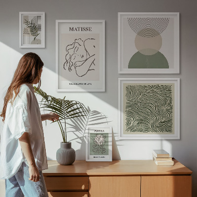 Set om 5 tavlor Minimalistiska växtkompositioner