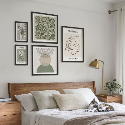 Set om 5 tavlor Minimalistiska växtkompositioner