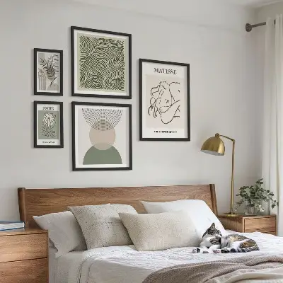 Minimalistiska växtkompositioner set om 5 tavlor