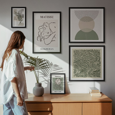 Set om 5 tavlor Minimalistiska växtkompositioner