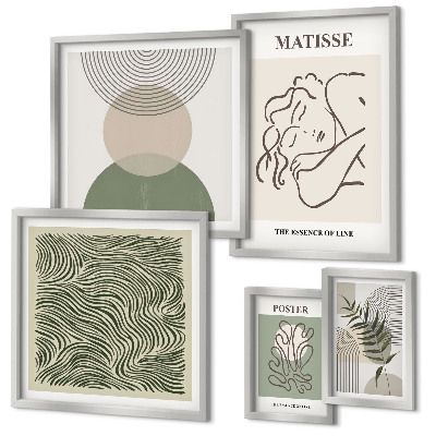 Set om 5 tavlor Minimalistiska växtkompositioner