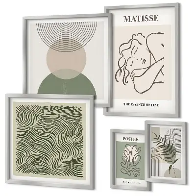 Minimalistiska växtkompositioner set om 5 tavlor