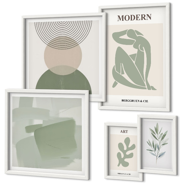 Tavelvägg med 5 tavlor Modern stil med abstraktion