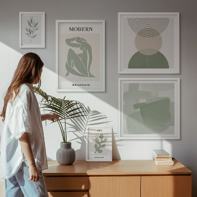 Tavelvägg med 5 tavlor Modern stil med abstraktion