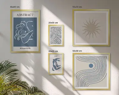 Abstrakt geometrisk tavla set med 5 delar