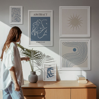 Set om 5 tavlor Snygg abstrakt geometri