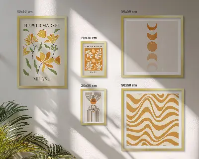 Tavelvägg med blomstermotiv paket med 5 tavlor