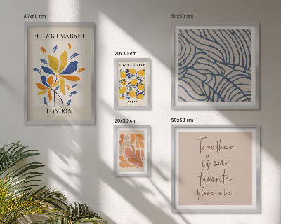 Set om 5 tavlor Blommotiv London inskriptioner