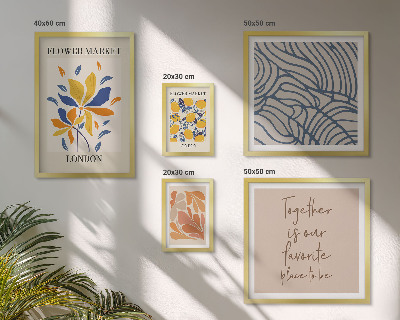 Set om 5 tavlor Blommotiv London inskriptioner