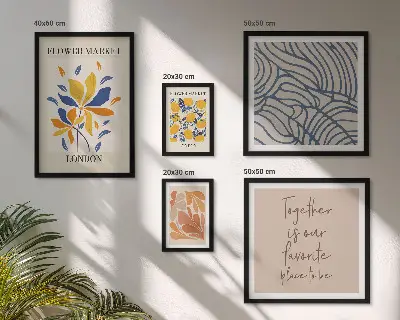 Blommotiv med London-inskriptioner set om 5 tavlor