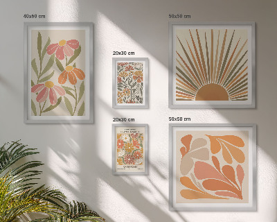 Set om 5 tavlor Geometriska blommor i boho-stil
