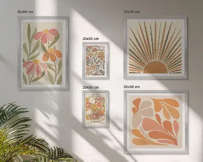 Geometriska blommor i boho-stil set om 5 tavlor