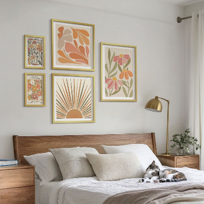 Set om 5 tavlor Geometriska blommor i boho-stil