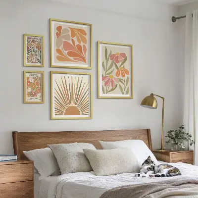 Geometriska blommor i boho-stil set om 5 tavlor
